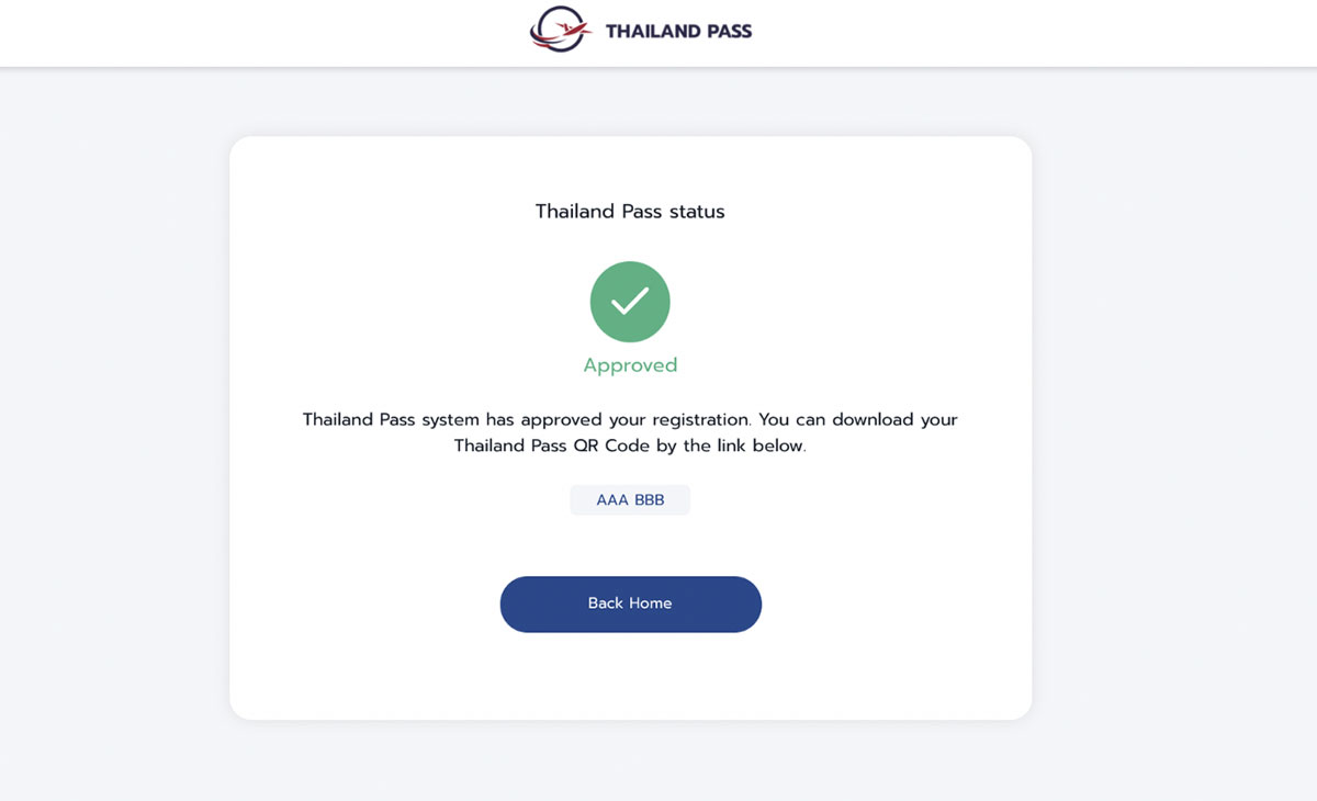 Thailand Pass Approved Status